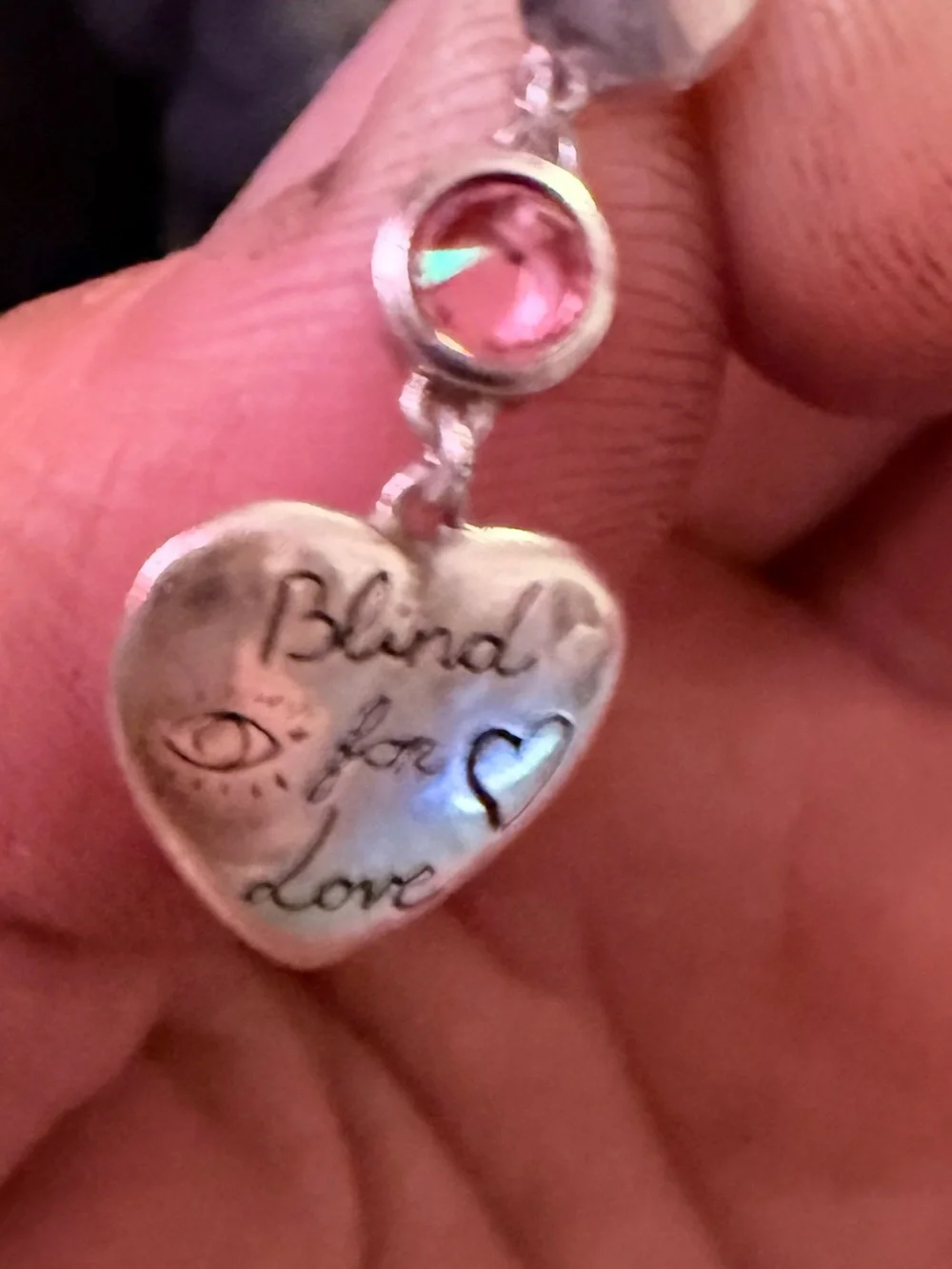 Gucci Silver Heart Drop Earrings with Green and Pink Stones “Blind For Love”